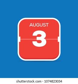 August 3 Calendar Flat Icon
