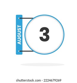 August 3 calendar icon. Date,  Month calendar icon vector illustration