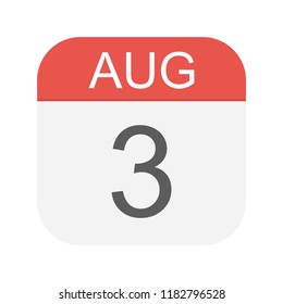August 3 - Calendar Icon - Vector Illustration