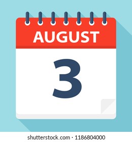 August 3 - Calendar Icon - Vector Illustration
