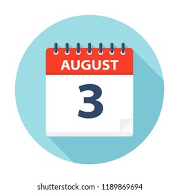 August 3 - Calendar Icon - Vector Illustration
