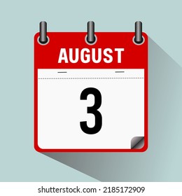 August 3 ,calendar icon vector illustration, isoleted on light blue background.