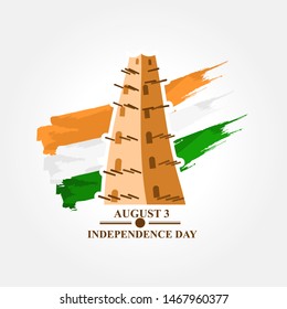 August 3, Independence day of Niger with National Landmark "Spiked Minaret" vector illustration. Suitable for greeting card, poster and banner. 