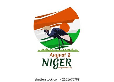 3 de agosto, Día de la Independencia de Níger, ilustración vectorial. Adecuado para tarjetas de felicitación, afiches y banner. 