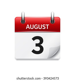 August 3. Vector flat daily calendar icon. Date and time, day, month. Holiday.