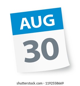 August 30 - Calendar Icon - Vector Illustration