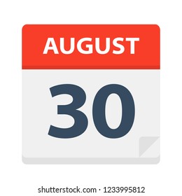 August 30 - Calendar Icon - Vector Illustration