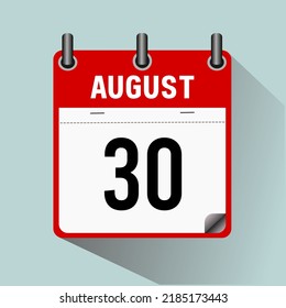August 30 ,calendar icon vector illustration, isoleted on light blue background.