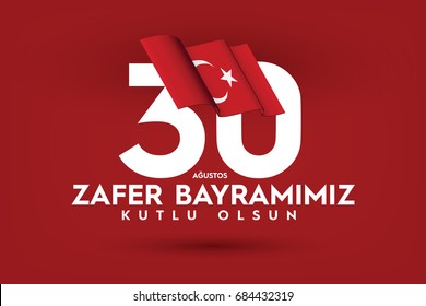 30. August Siegstag Feier Banner Design, glücklicher Sieg Tag, Republik Türkei