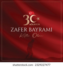 Vector de la victoria del 30 de agosto y la celebración del Día de la Independencia. 30 agustos zafer bayrami kutlu olsun.