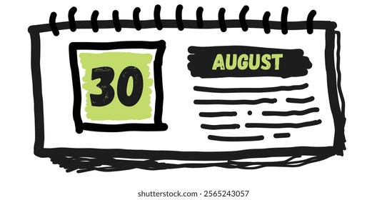 August 30th: Calendar Date Illustration