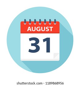 August 31 - Calendar Icon - Vector Illustration