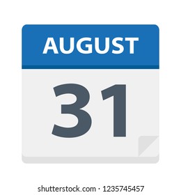 August 31 - Calendar Icon - Vector Illustration