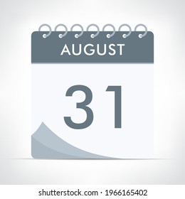 Ilustración del vector de iconos del calendario del 31 de agosto. Calendario gris.