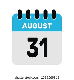 august 31 calendar icon Vector page month design illustration