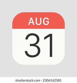 August 31 icon isolated on background. Calendar symbol modern, simple, vector, icon for website design, mobile app, ui. Vector Illustration