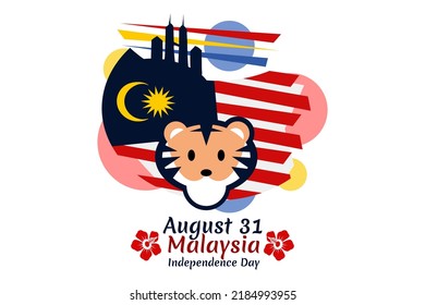 August 31, Independence day of Malaysia vector illustration. Suitable for greeting card, poster and banner. 