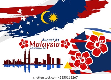 August 31, Independence day of Malaysia vector illustration. Suitable for greeting card, poster and banner. 