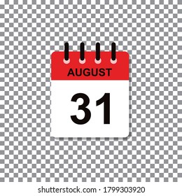 August 31st calendar day of month, vector illustration