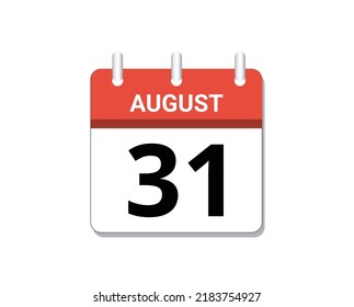 Agosto, 31° vectores de icono del calendario, concepto de programación, negocio y tareas