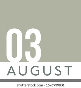 3 de agosto Color neutro del calendario mínimo. Ilustración del vector