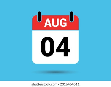 August 4 Calendar Date Flat Icon Day 4 Vector Illustration