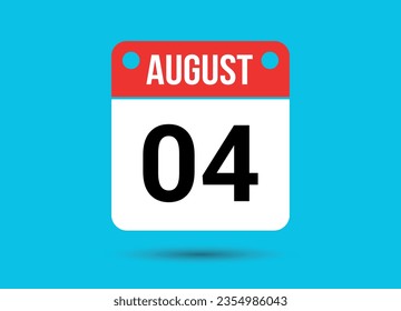 August 4 Calendar Date Flat Icon Day 4 Vector Illustration