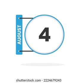 August 4 calendar icon. Date,  Month calendar icon vector illustration