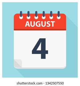 August 4 -  Calendar Icon - Calendar design template - Business vector illustration.