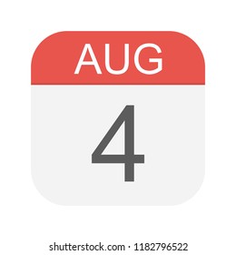 August 4 - Calendar Icon - Vector Illustration