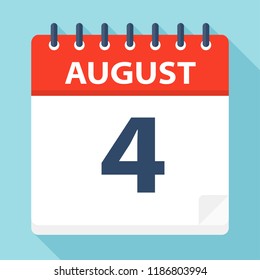 August 4 - Calendar Icon - Vector Illustration