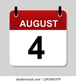 August 4 , calendar icon vector illustrstion