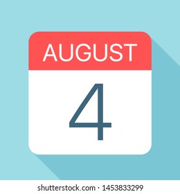 August 4 - Calendar Icon - Vector Illustration