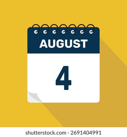 Agosto 4 Calendario Icono Ilustración vectorial con diseño