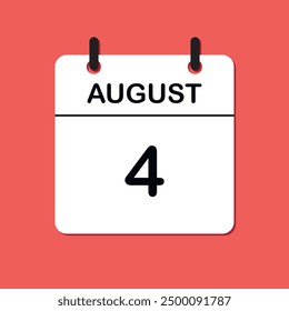 August 4. Daily Calendar icon for design. Simple design for business brochure, flyer, print media, advertisement. Easily editable.