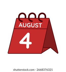 Vector del calendario del escritorio del 4 de agosto sobre fondo blanco
Vector rojo Calendario plano icono