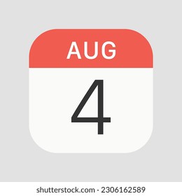 August 4 Symbol einzeln auf Hintergrund. Kalendersymbol modern, einfach, Vektorgrafik, Symbol für Website-Design, mobile App, ui. Vektorgrafik