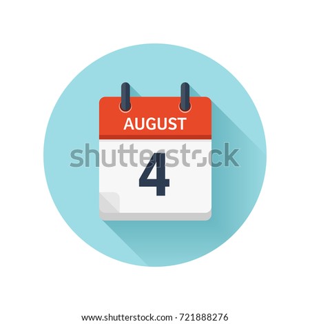 August 4. Vector flat daily calendar icon. Date and time, day, month 2018. Holiday. Season.