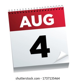 August 4th on a calendar page - illustrated. 