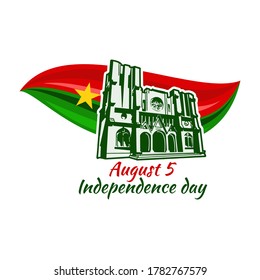 August 5, Burkina Faso Independence day vector illustration. Suitable for greeting card, poster and banner.