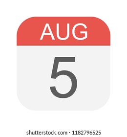 August 5 - Calendar Icon - Vector Illustration