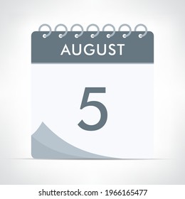 August 5  Calendar Icon Vector Illustration. Gray calendar.