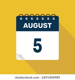 august 5 calendar icon vector illustration with design
