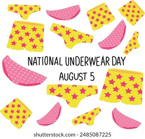 august 5 isnational underwear day vector illustration. 
Good for banner, poster, greeting card, party card, invitation, template, advertising, campaign, and social media. 

