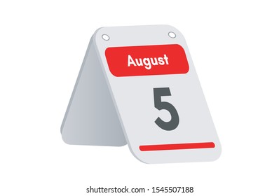 August 5th calendar icon. Day 5 of month. Vector illustration.