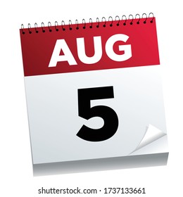 August 5th on a calendar page - illustrated. 