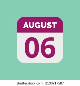 August 6 Calendar Date Icon