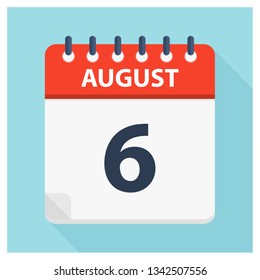 August 6 -  Calendar Icon - Calendar design template - Business vector illustration.