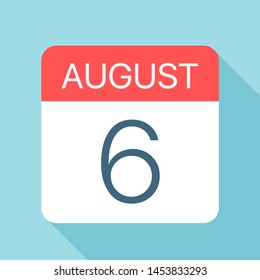 August 6 - Calendar Icon - Vector Illustration