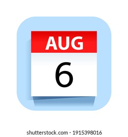 August 6. Calendar Icon. Vector Illustration.
